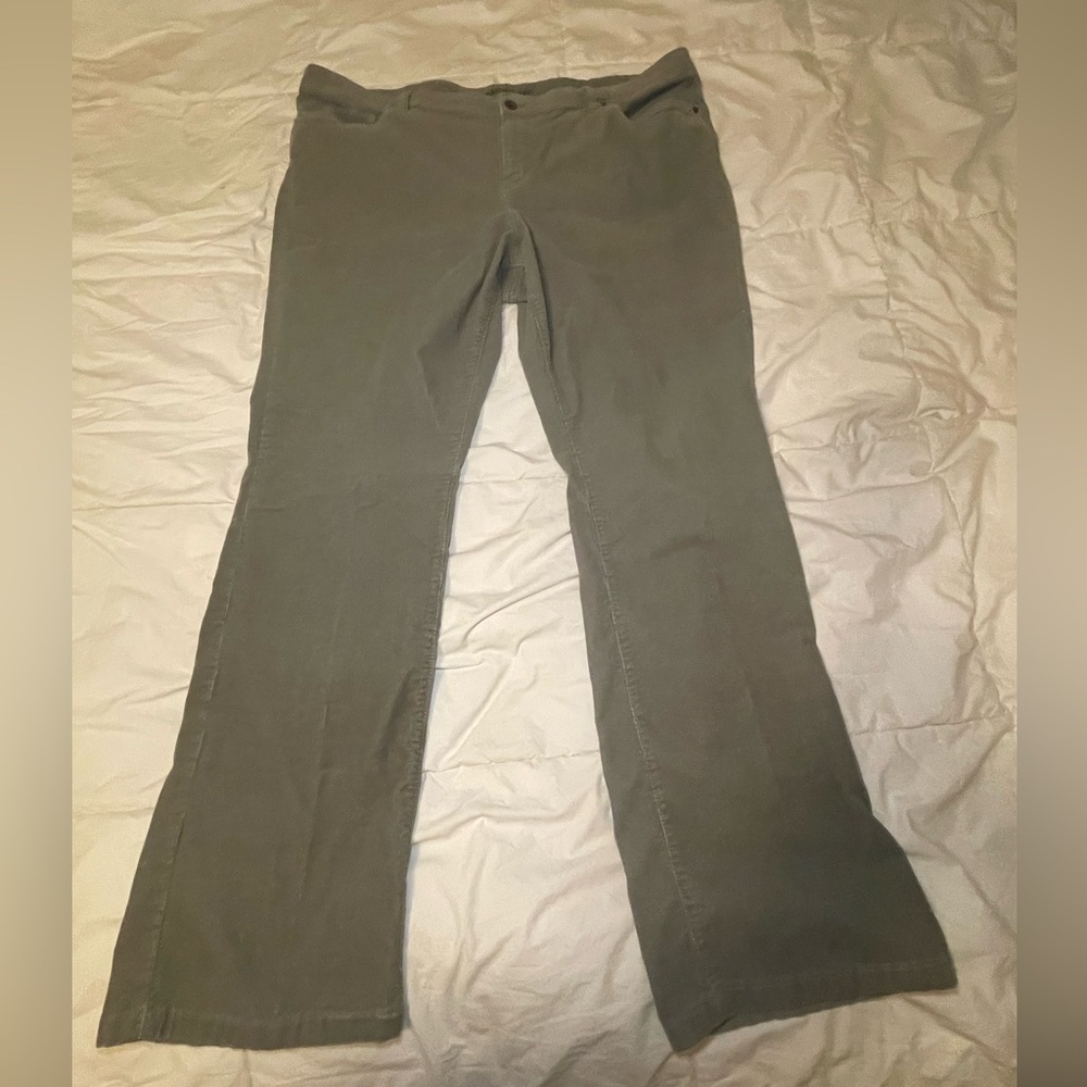 Lands End Dove Gray Fine Wale Corduroy Pants Boot Cut size 22 long